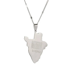 Burundi Flag Map Necklace