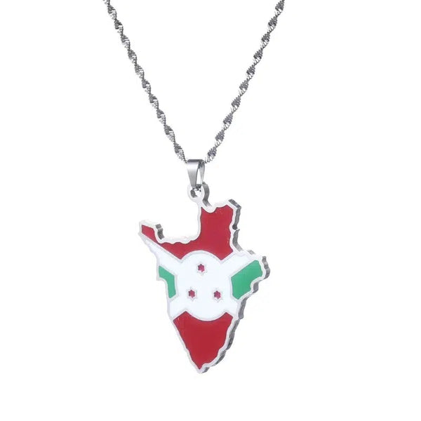 Burundi Flag Map Necklace