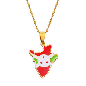 Burundi Flag Map Necklace