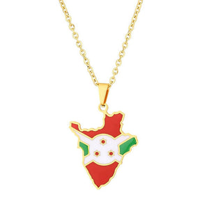 Burundi Flag Map Necklace