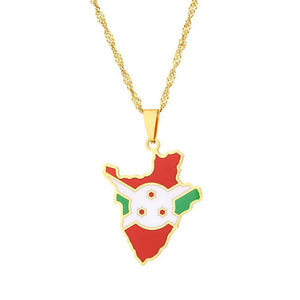 Burundi Flag Map Necklace