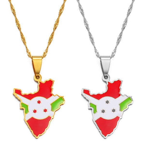 Burundi Flag Map Necklace