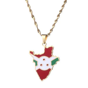 Burundi Flag Map Necklace