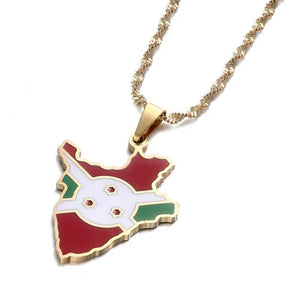 Burundi Flag Map Necklace