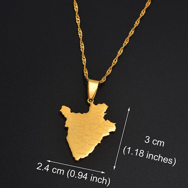 Burundi Map Necklace