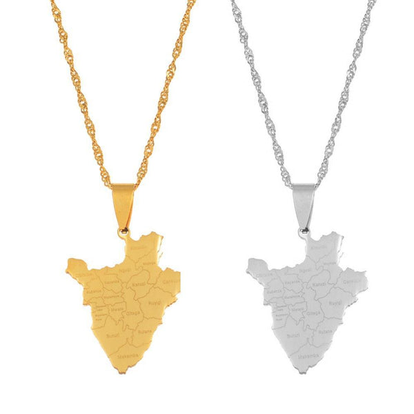 Burundi Map Necklace