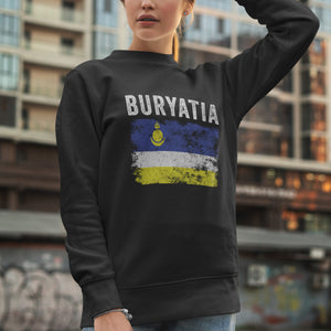 Buryatia Flag Distressed - Buryat Flag Sweatshirt