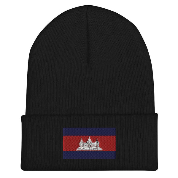 Cambodia Flag Beanie - Embroidered Winter Hat