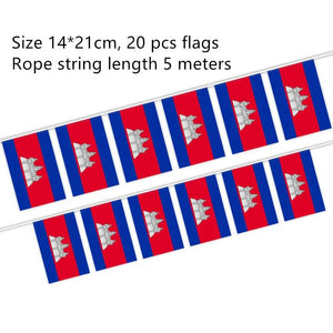 Cambodia Flag Bunting Banner - 20Pcs