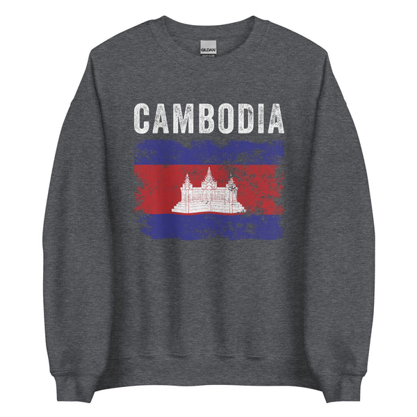 Cambodia Flag Distressed Cambodian Flag Sweatshirt