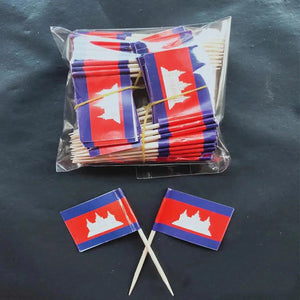 Cambodia Flag Toothpicks - Cupcake Toppers (100Pcs)
