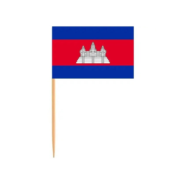 Cambodia Flag Toothpicks - Cupcake Toppers (100Pcs)