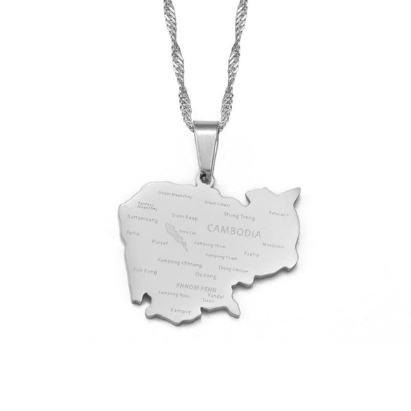 Cambodia Map Necklace