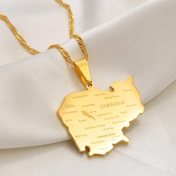 Cambodia Map Necklace