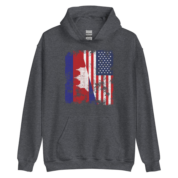 Cambodia USA Flag - Half American Hoodie