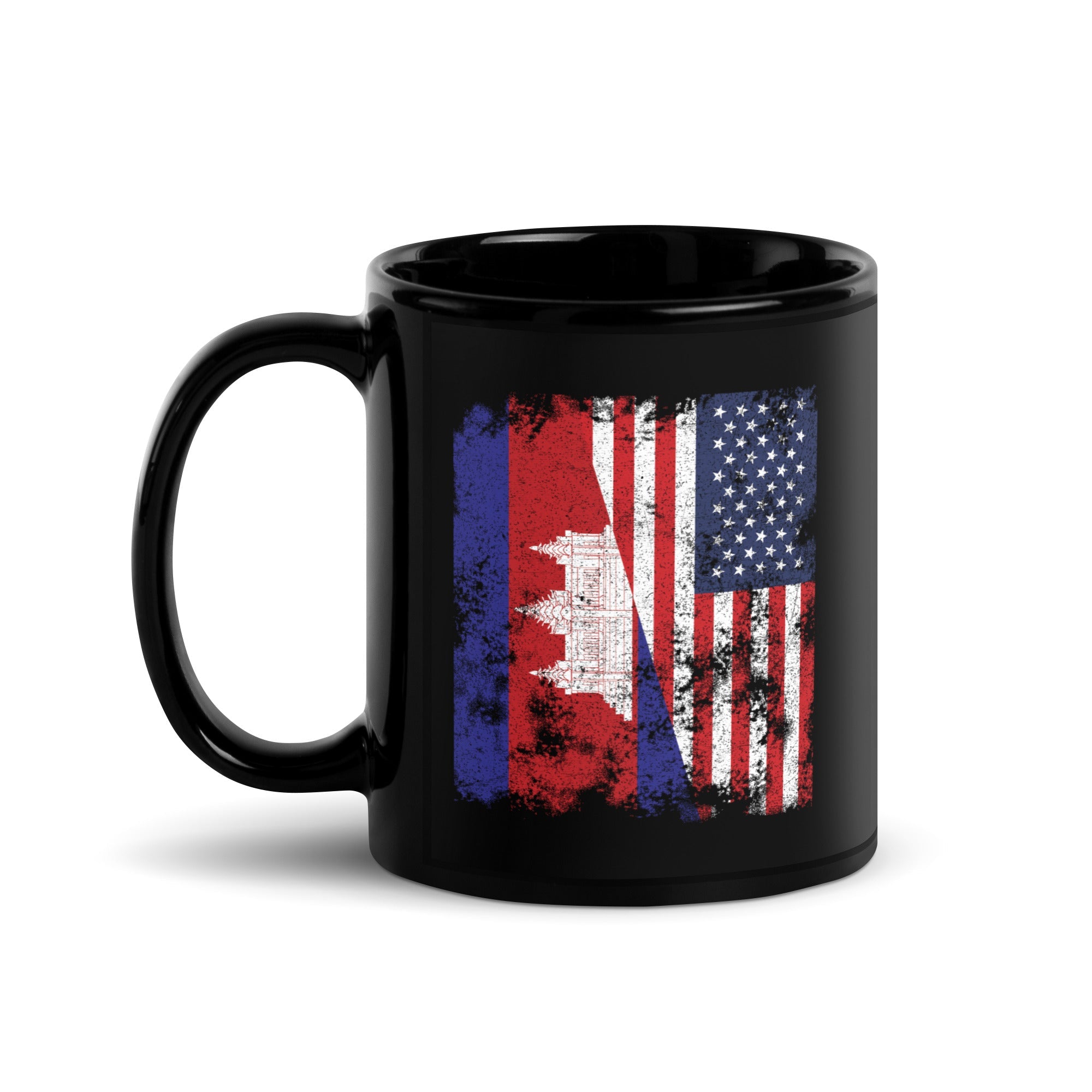 Cambodia USA Flag - Half American Mug