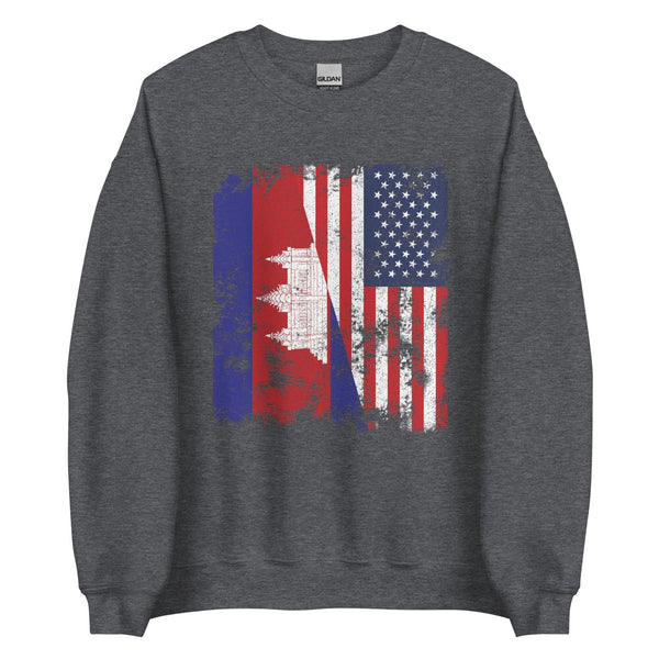 Cambodia USA Flag - Half American Sweatshirt