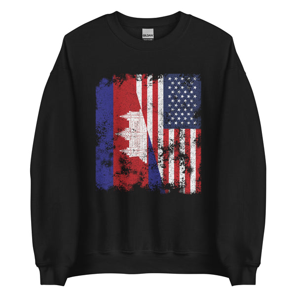 Cambodia USA Flag - Half American Sweatshirt