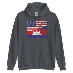 Cambodia USA Flag Hoodie