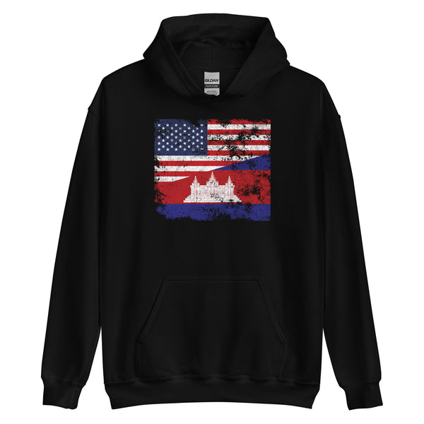 Cambodia USA Flag Hoodie