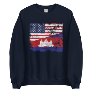 Cambodia USA Flag Sweatshirt