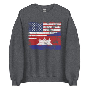 Cambodia USA Flag Sweatshirt