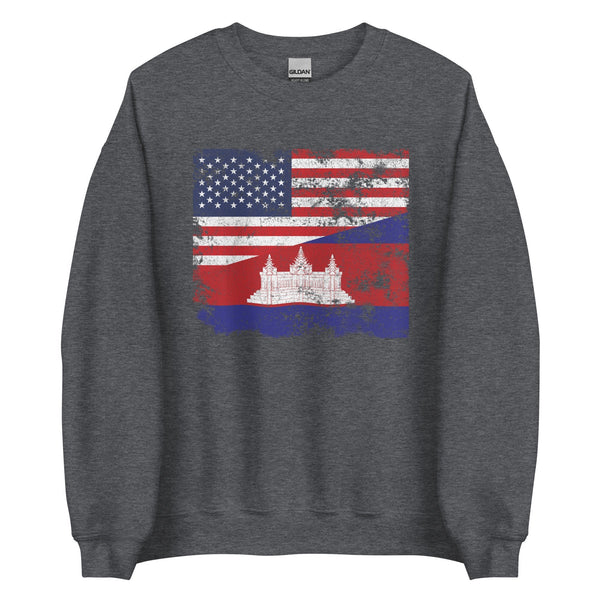 Cambodia USA Flag Sweatshirt