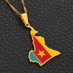 Cameroon Flag Map Necklace