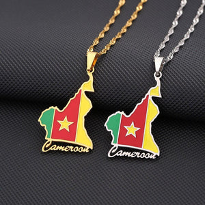 Cameroon Flag Map Necklace