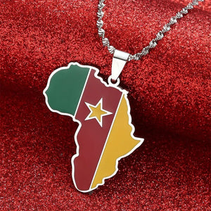 Cameroon Flag Map Necklace