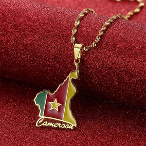 Cameroon Flag Map Necklace