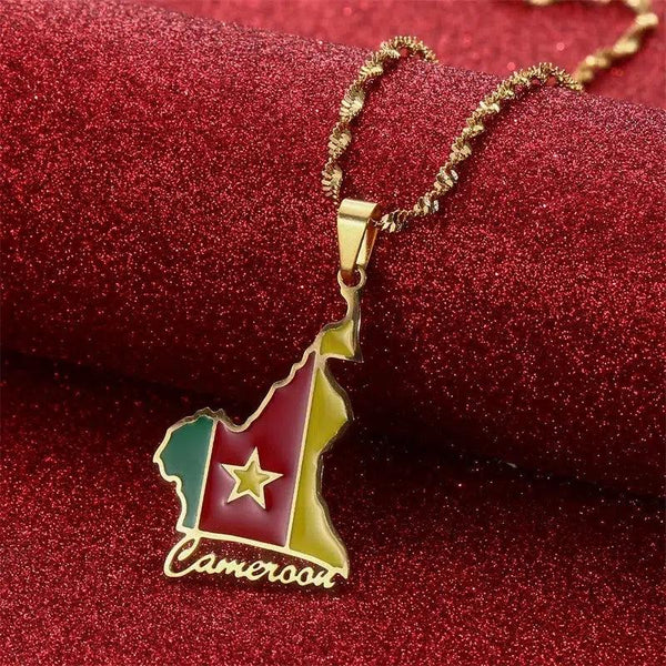 Cameroon Flag Map Necklace