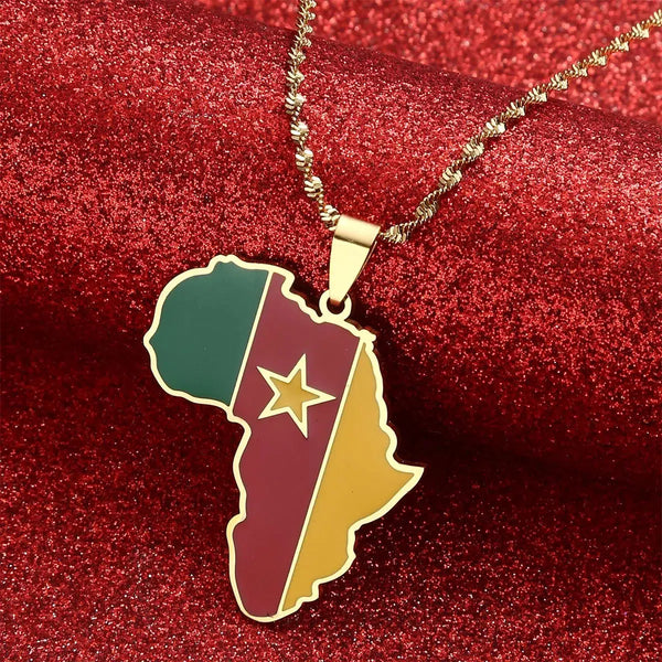 Cameroon Flag Map Necklace