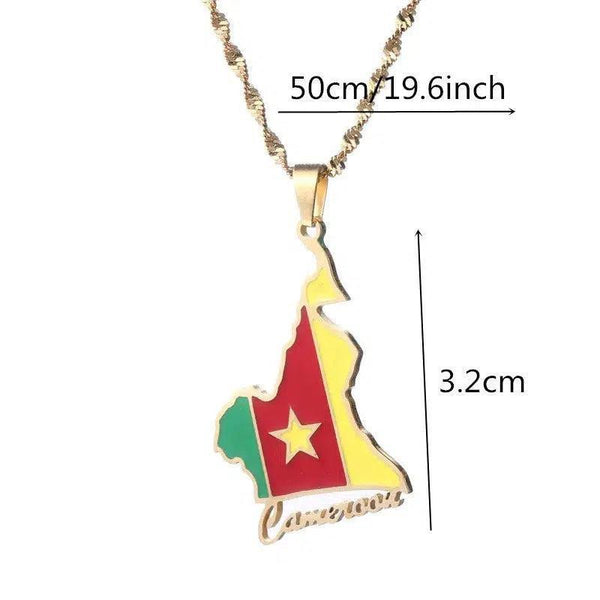 Cameroon Flag Map Necklace