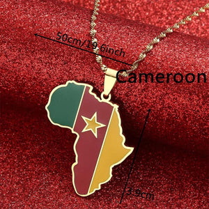 Cameroon Flag Map Necklace