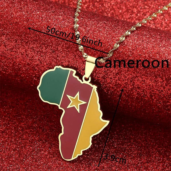 Cameroon Flag Map Necklace