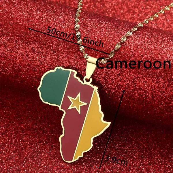 Cameroon Flag Map Necklace