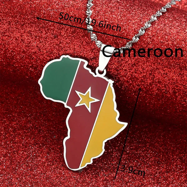 Cameroon Flag Map Necklace