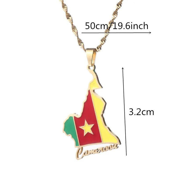 Cameroon Flag Map Necklace