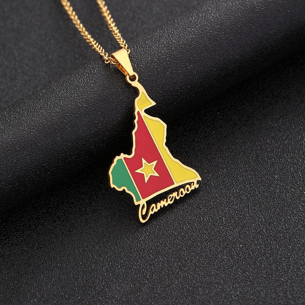 Cameroon Flag Map Necklace