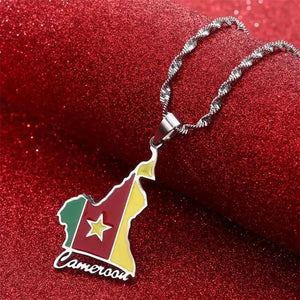 Cameroon Flag Map Necklace