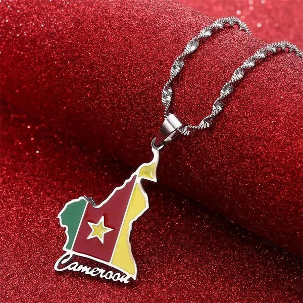 Cameroon Flag Map Necklace