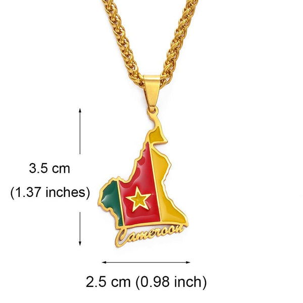 Cameroon Flag Map Necklace