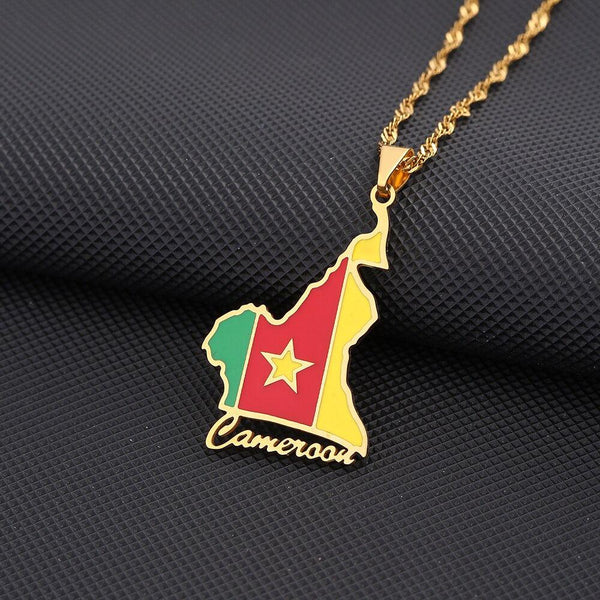 Cameroon Flag Map Necklace