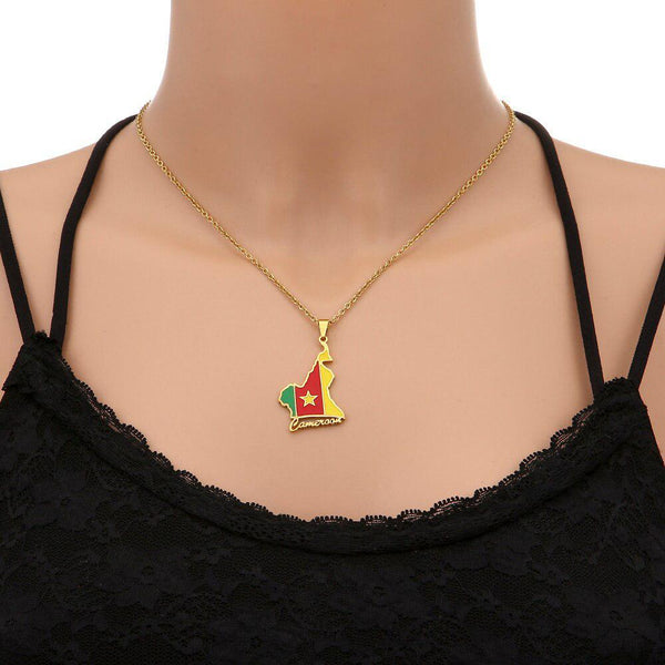 Cameroon Flag Map Necklace