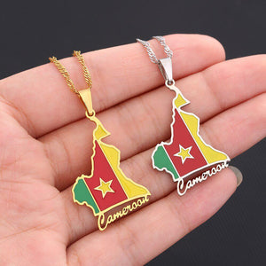 Cameroon Flag Map Necklace