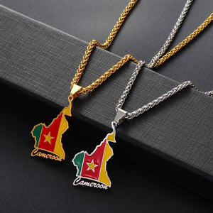 Cameroon Flag Map Necklace