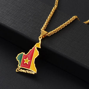 Cameroon Flag Map Necklace