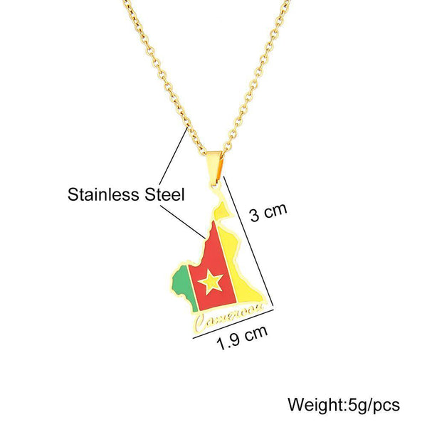 Cameroon Flag Map Necklace