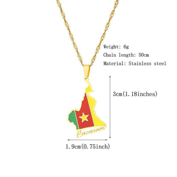 Cameroon Flag Map Necklace